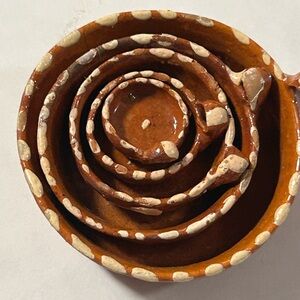 Vtg Miniature Mexican Redware nesting bowls